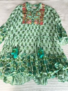 Miss June Paris Mint Green Floral sequin embroidered dress